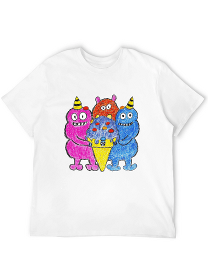 Camiseta Negra con Monstruos Amantes del Helado