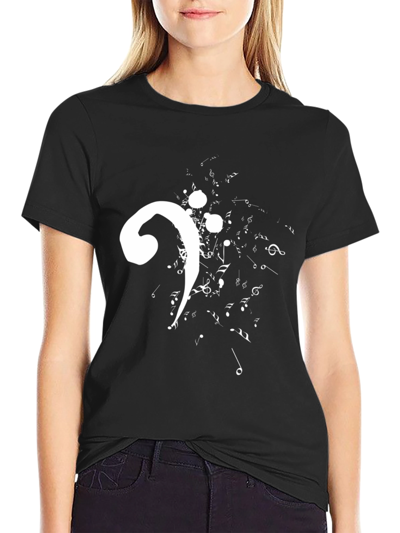 Camiseta Negra con Clave de Fa Musical