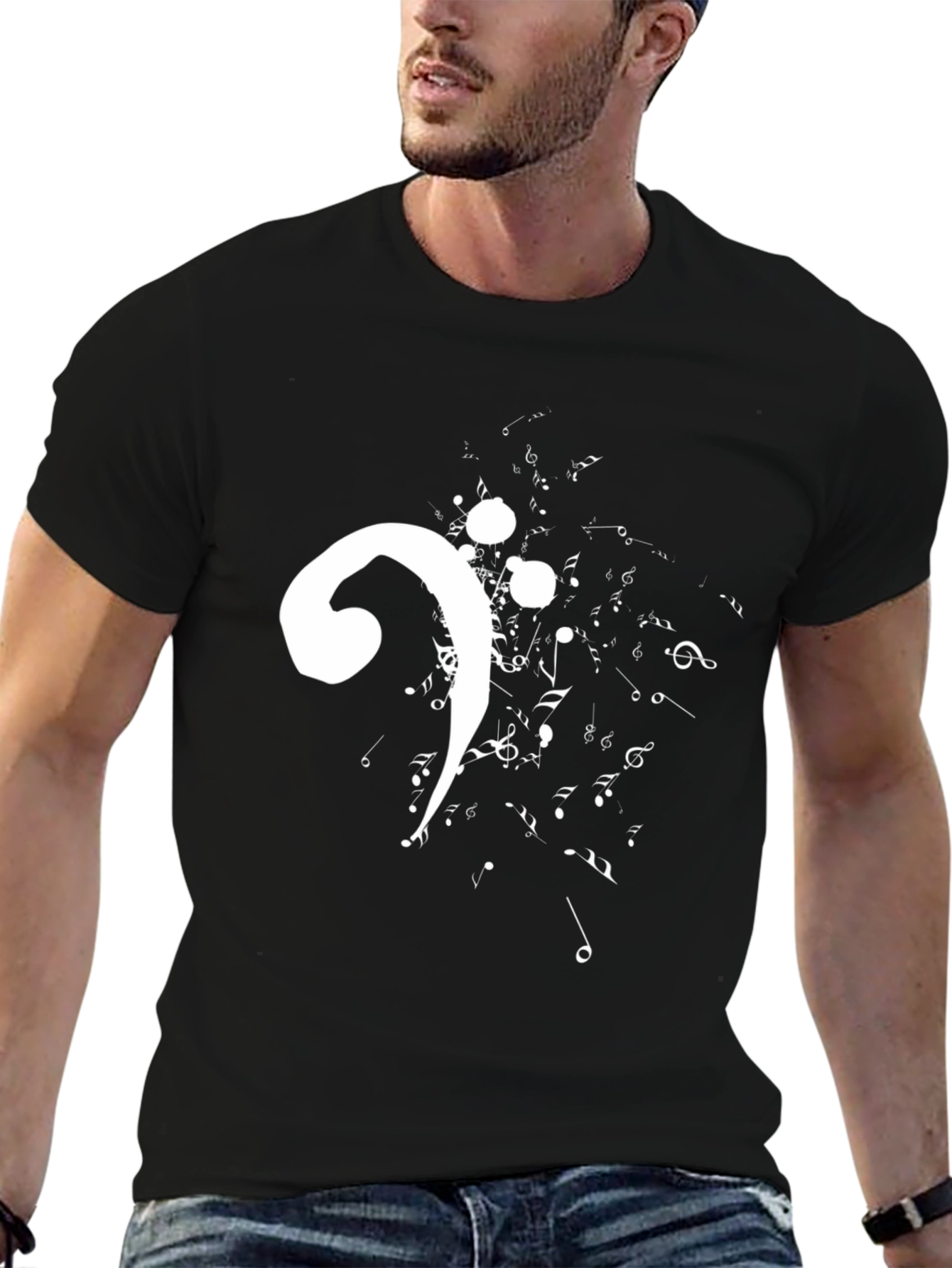 Camiseta Negra con Clave de Fa Musical