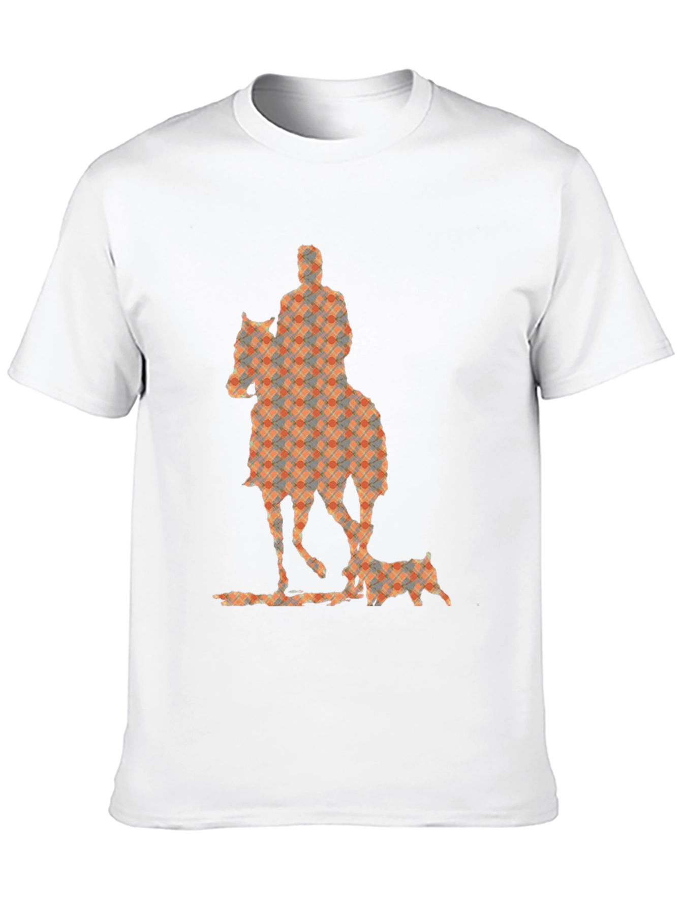 Camiseta Negra con Estampado de Jinete y Perro