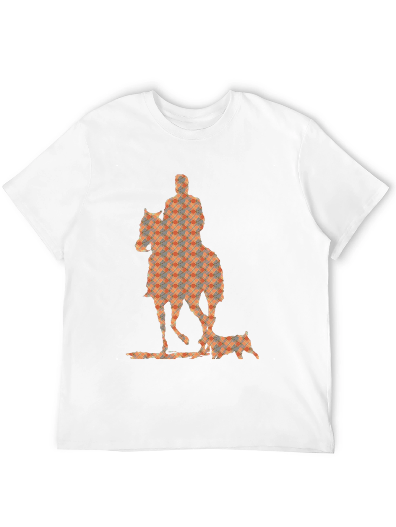 Camiseta Negra con Estampado de Jinete y Perro