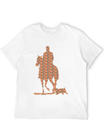 Camiseta Negra con Estampado de Jinete y Perro