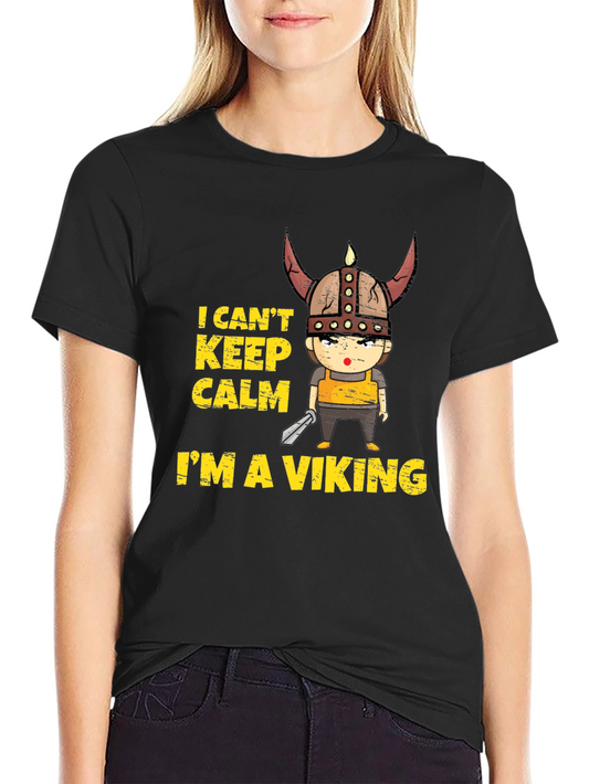 Camiseta Negra Vikinga Divertida - No Puedo Mantener la Calma