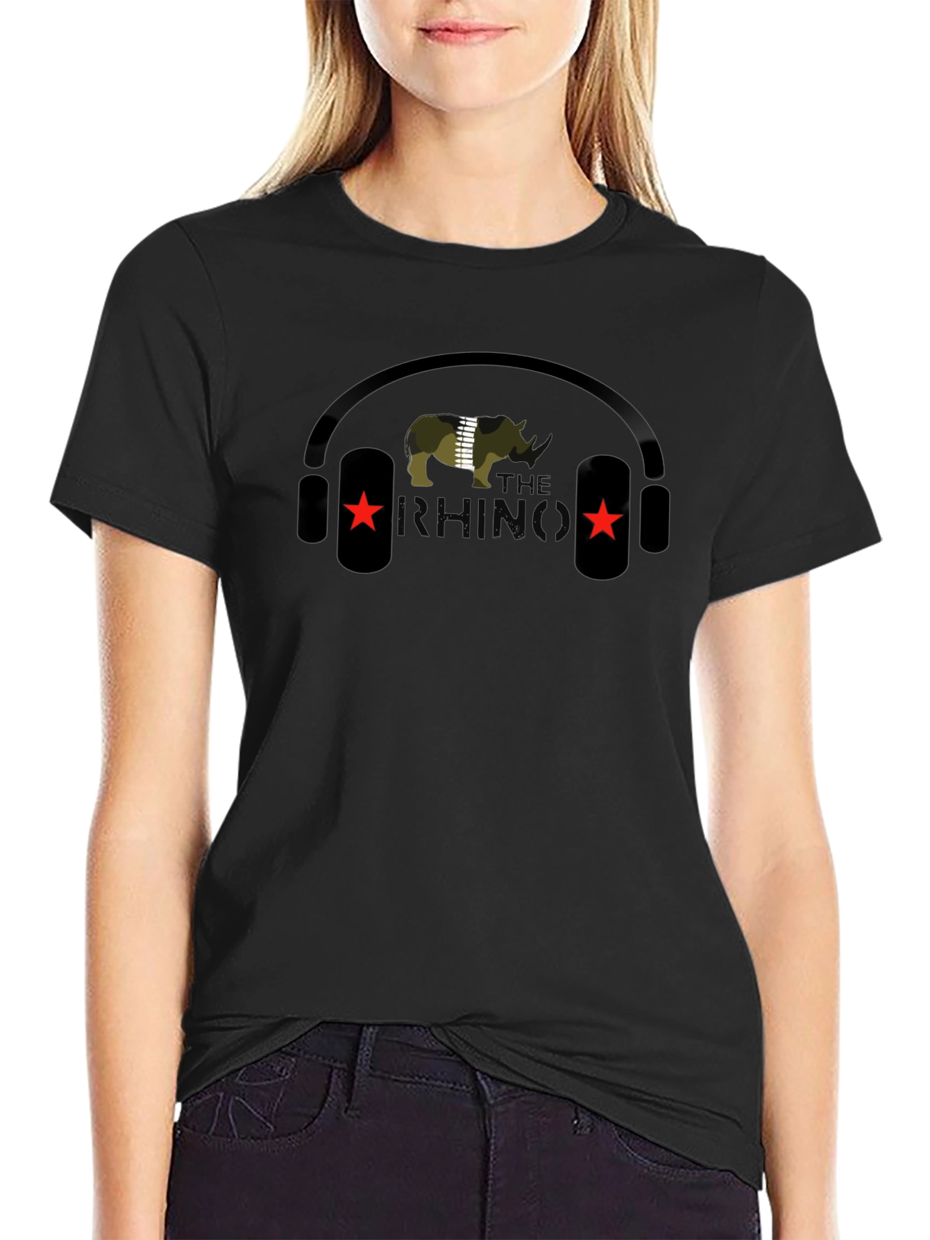 Camiseta Negra: Rhino Musical