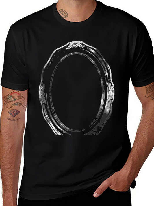 Camiseta Negra con Diseño de Marco Ovalado