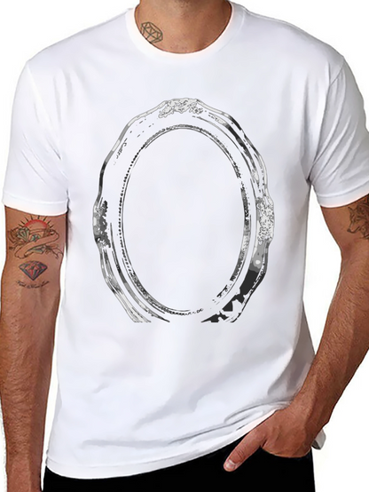 Camiseta Negra con Diseño de Marco Ovalado