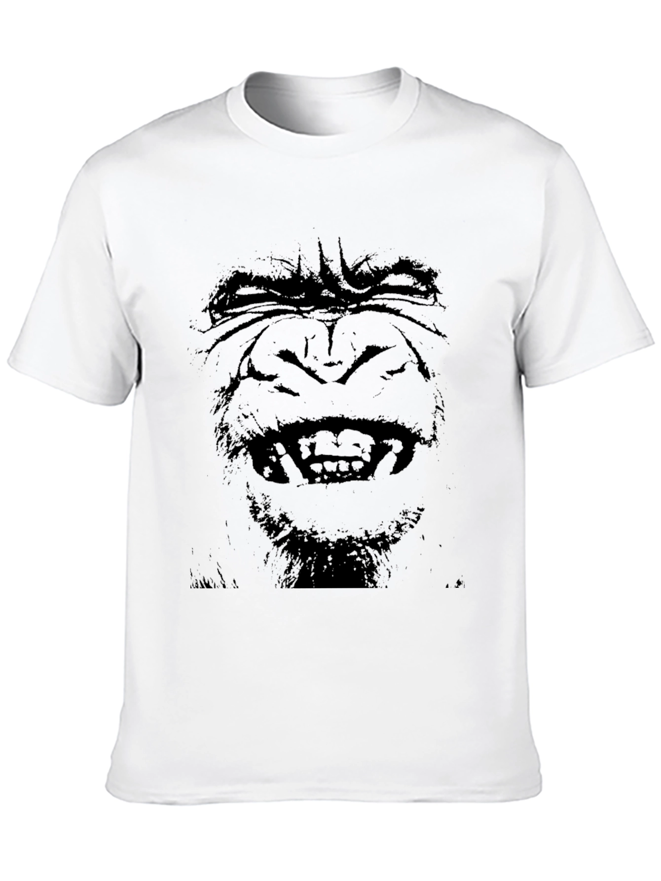 Camiseta Negra Hombre - Cara de Gorila Estampada