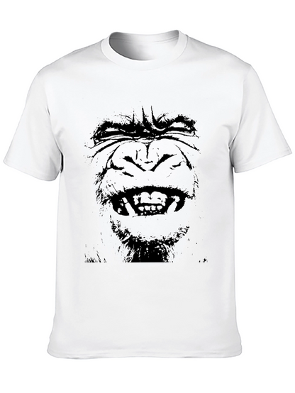 Camiseta Negra Hombre - Cara de Gorila Estampada