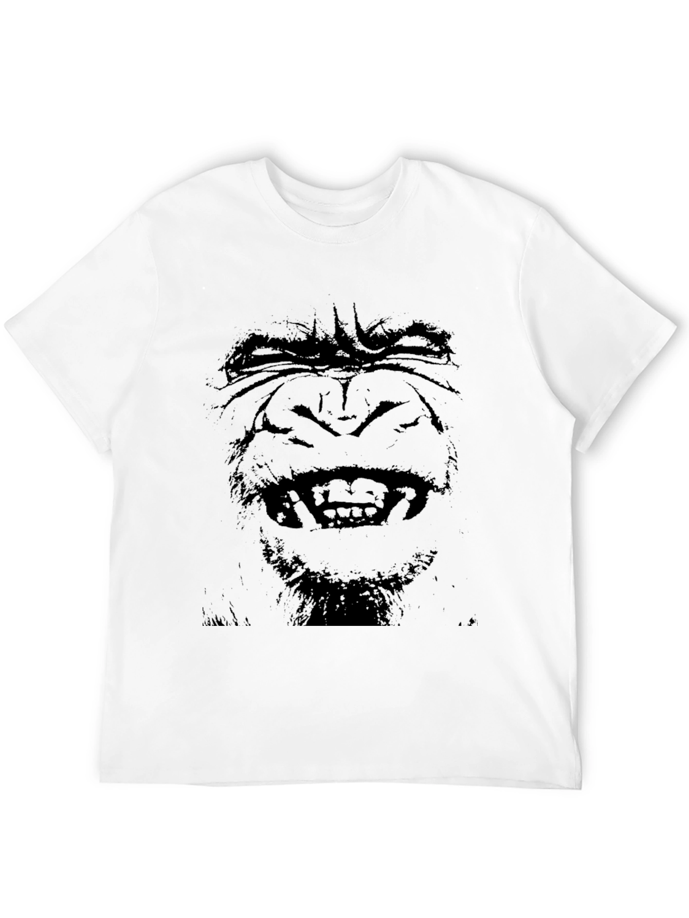 Camiseta Negra Hombre - Cara de Gorila Estampada