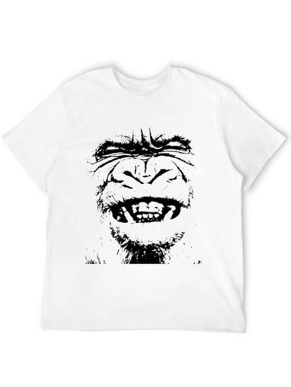 Camiseta Negra Hombre - Cara de Gorila Estampada