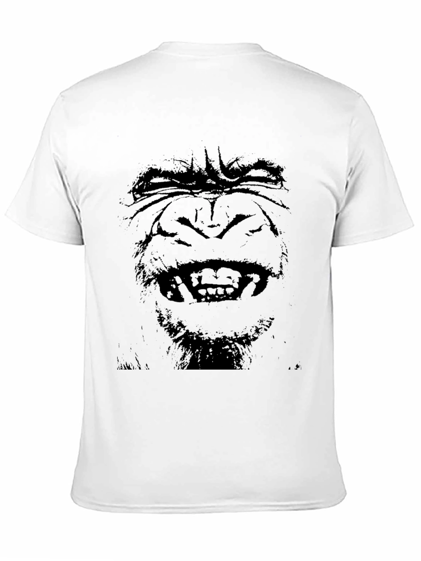 Camiseta Negra Hombre - Cara de Gorila Estampada