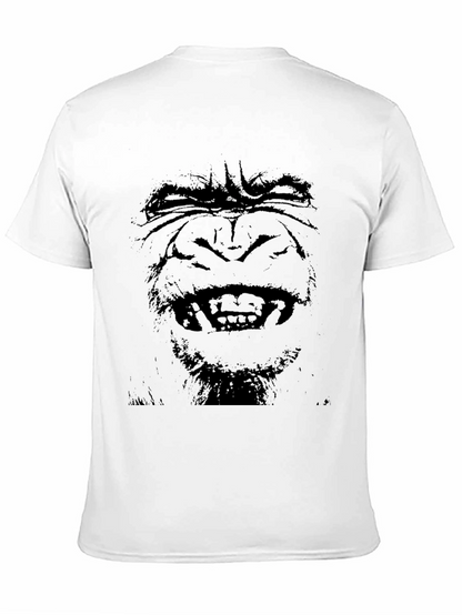 Camiseta Negra Hombre - Cara de Gorila Estampada