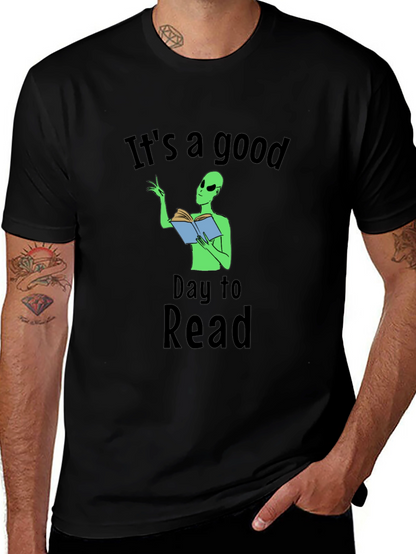 Camiseta Negra Día para Leer con Alien Lector