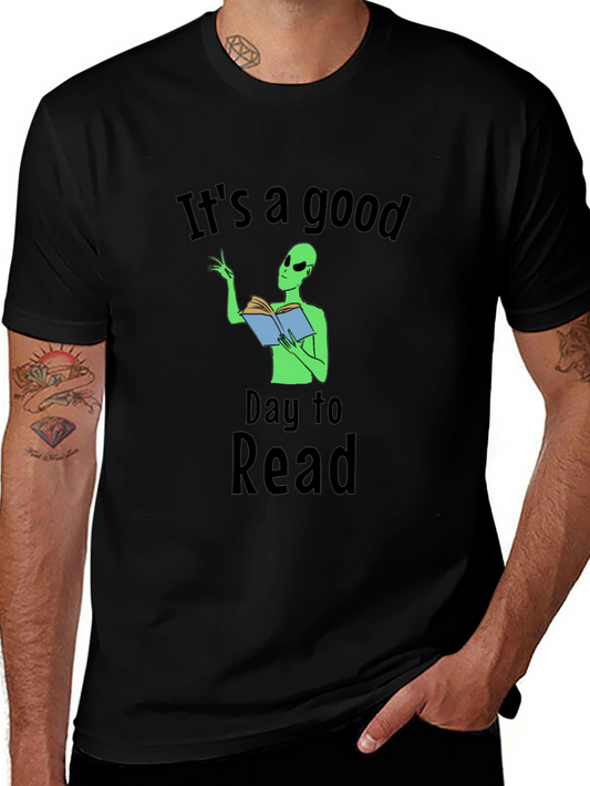 Camiseta Negra Día para Leer con Alien Lector