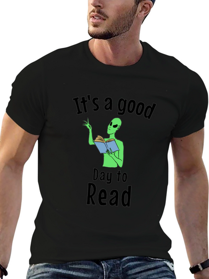 Camiseta Negra Día para Leer con Alien Lector
