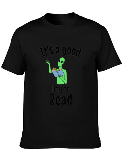 Camiseta Negra Día para Leer con Alien Lector