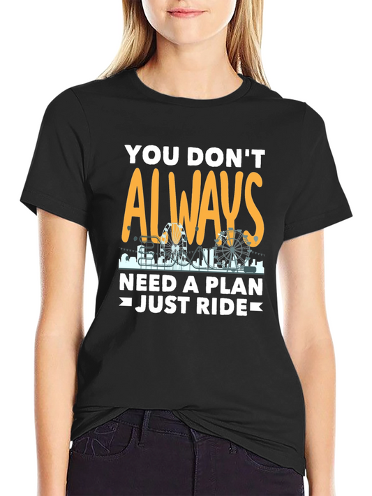 Camiseta Negra con Diseño de Parque de Atracciones