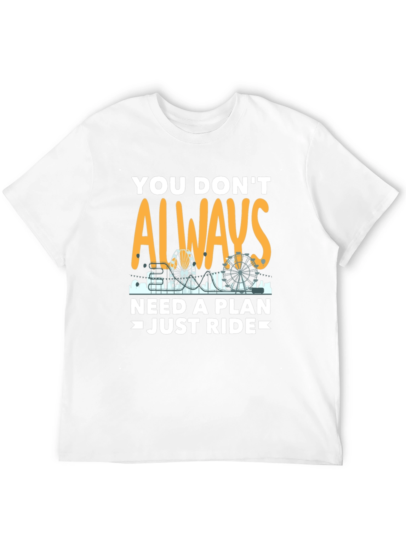 Camiseta Negra con Diseño de Parque de Atracciones