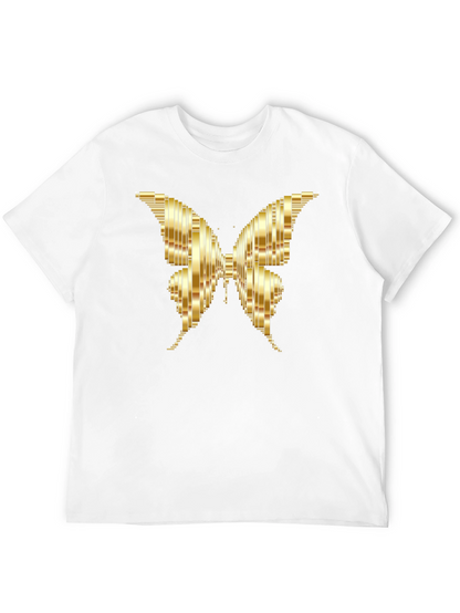 Camiseta Negra con Mariposa Dorada Abstracta