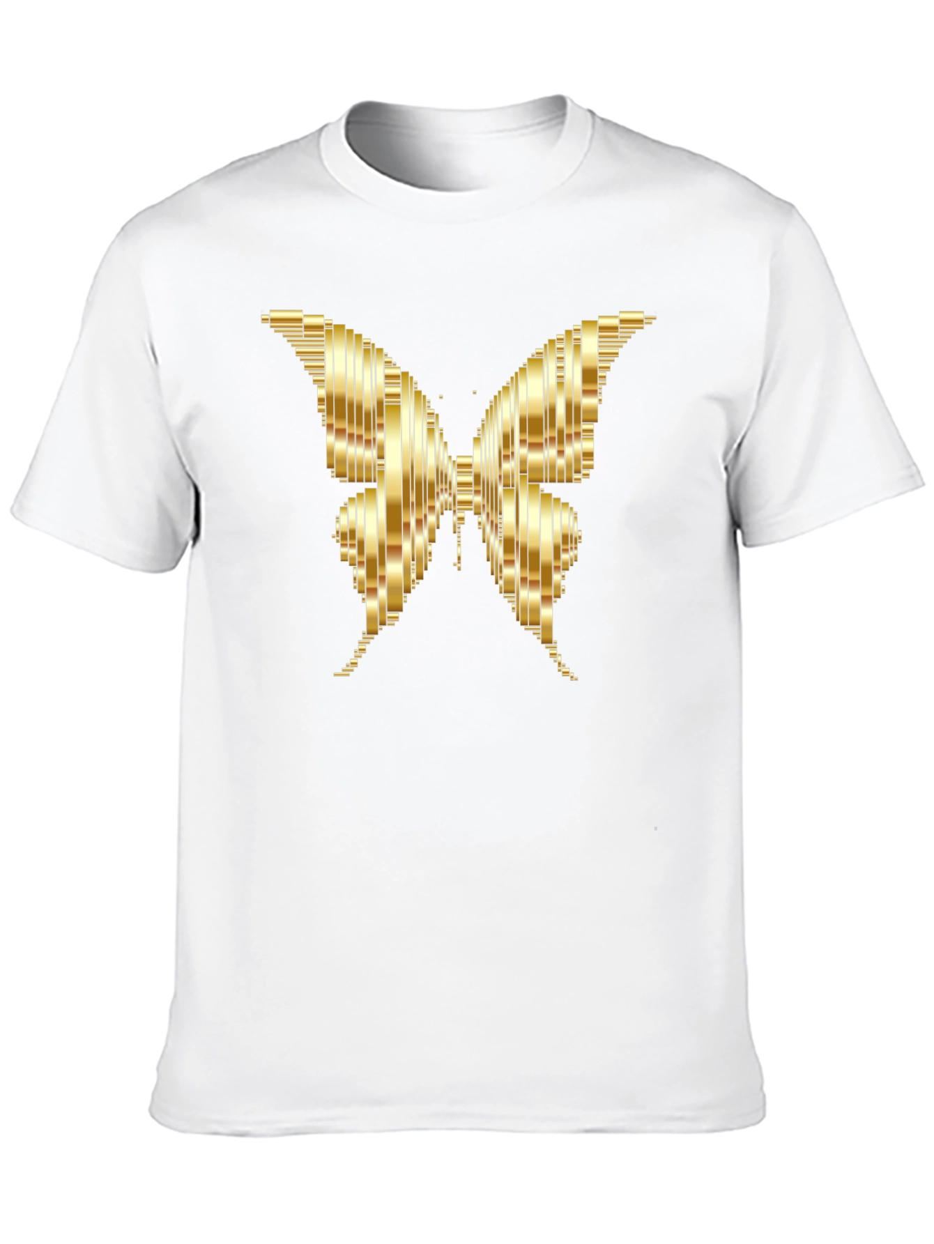 Camiseta Negra con Mariposa Dorada Abstracta