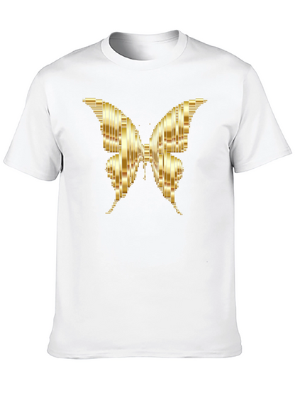 Camiseta Negra con Mariposa Dorada Abstracta