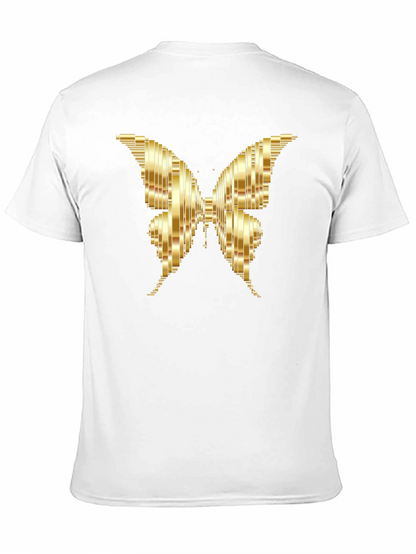 Camiseta Negra con Mariposa Dorada Abstracta