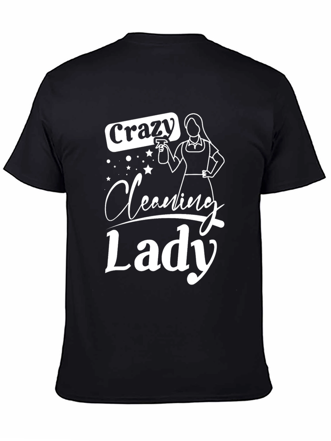 Camiseta Negra Crazy Cleaning Lady
