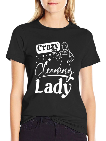 Camiseta Negra Crazy Cleaning Lady