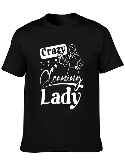 Camiseta Negra Crazy Cleaning Lady