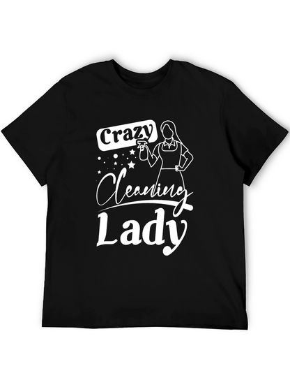 Camiseta Negra Crazy Cleaning Lady
