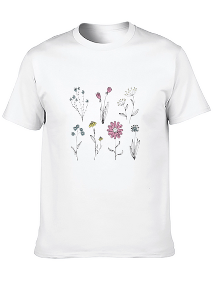 Camiseta Negra con Diseño Floral para Hombre