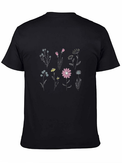 Camiseta Negra con Diseño Floral para Hombre