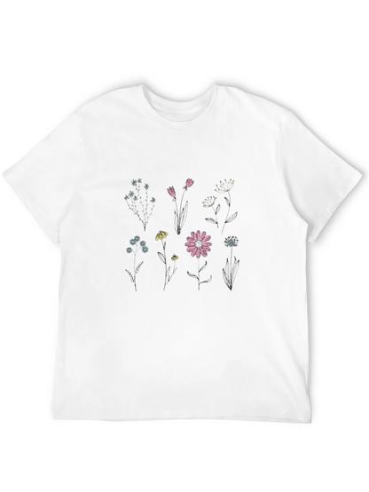 Camiseta Negra con Diseño Floral para Hombre