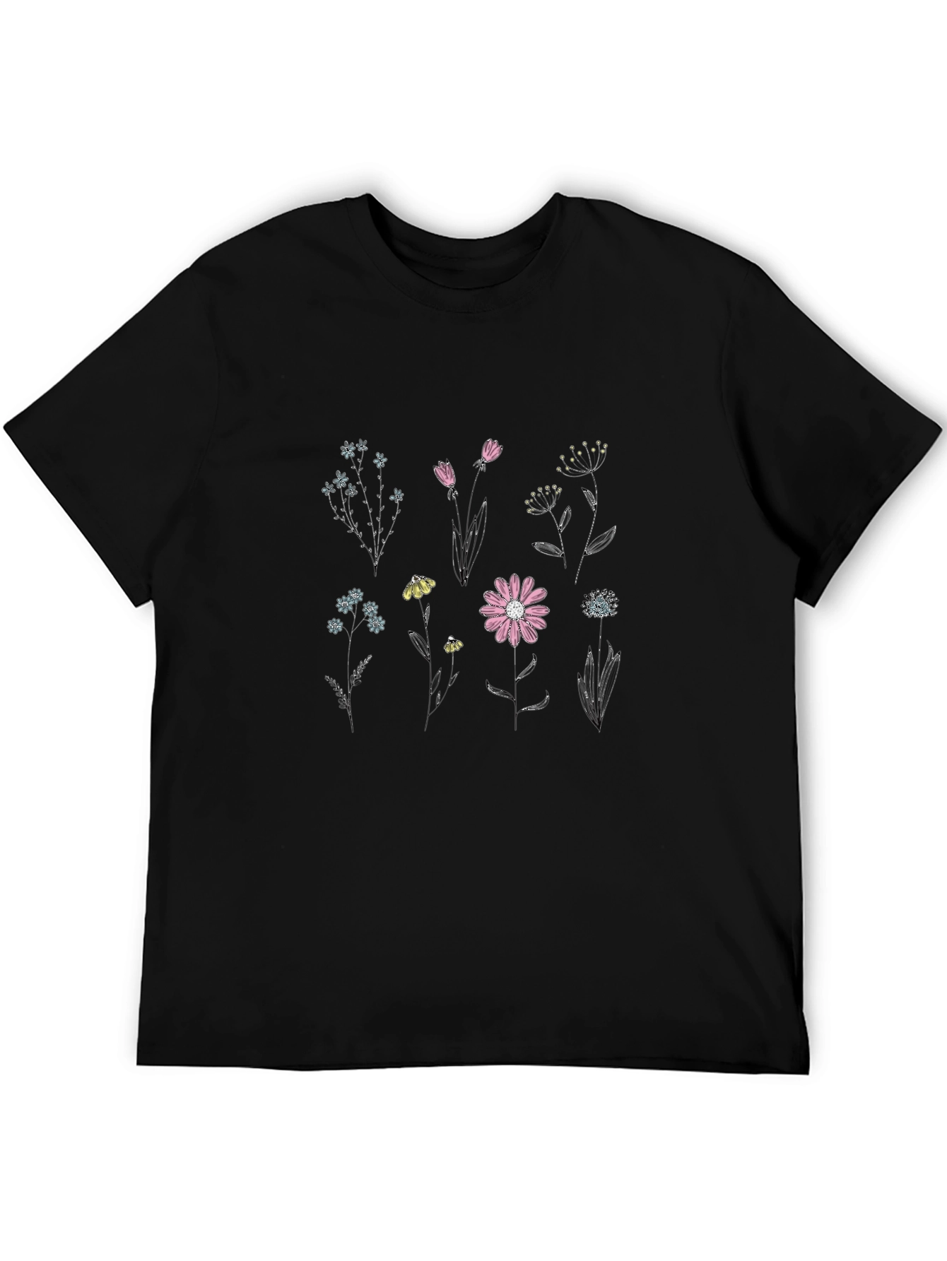 Camiseta Negra con Diseño Floral para Hombre