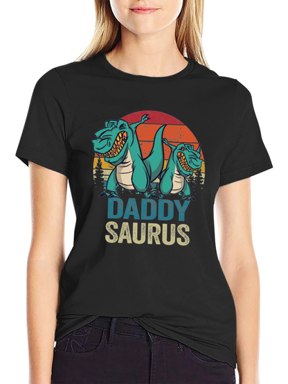 Camiseta Daddy Saurus Negra para Hombre