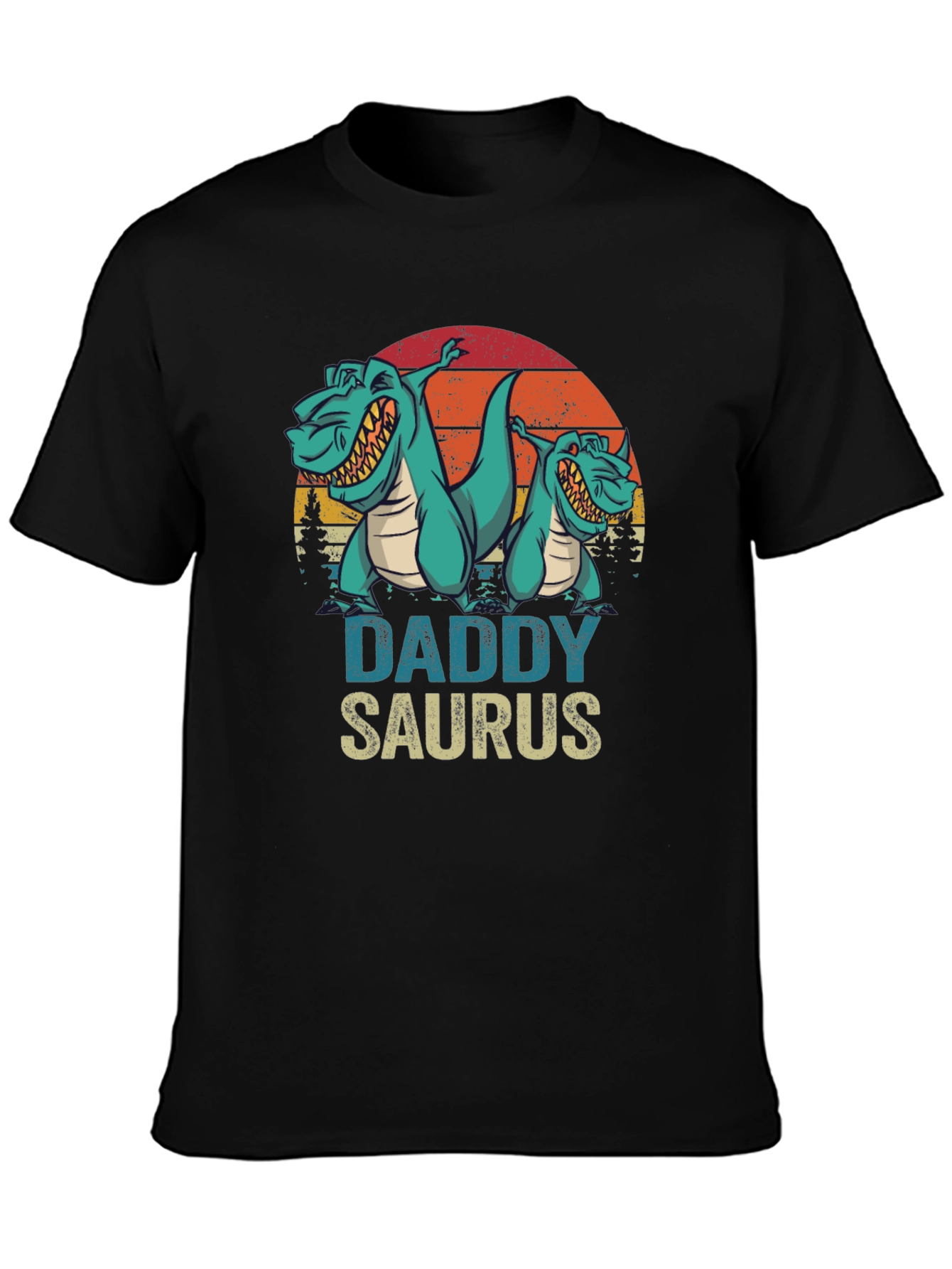 Camiseta Daddy Saurus Negra para Hombre