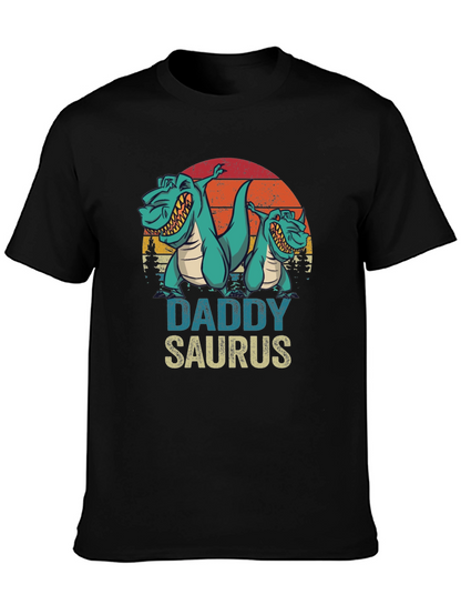 Camiseta Daddy Saurus Negra para Hombre