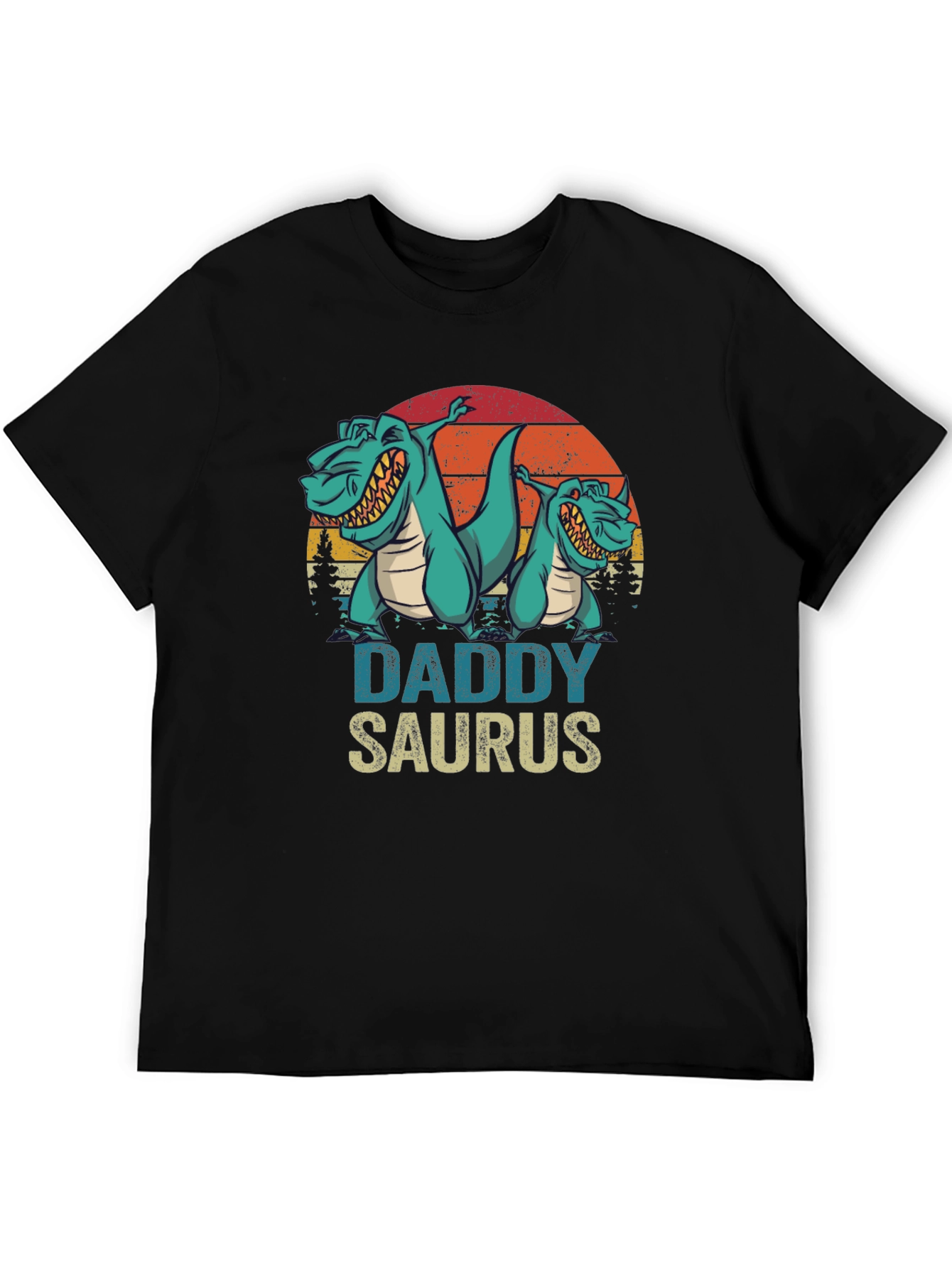 Camiseta Daddy Saurus Negra para Hombre