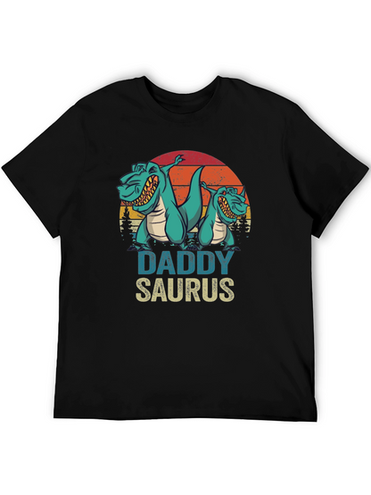 Camiseta Daddy Saurus Negra para Hombre