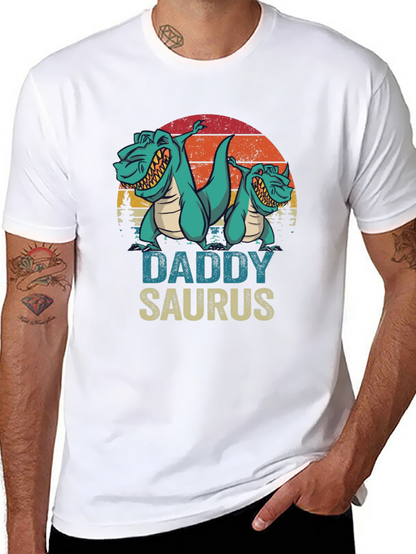 Camiseta Daddy Saurus Negra para Hombre