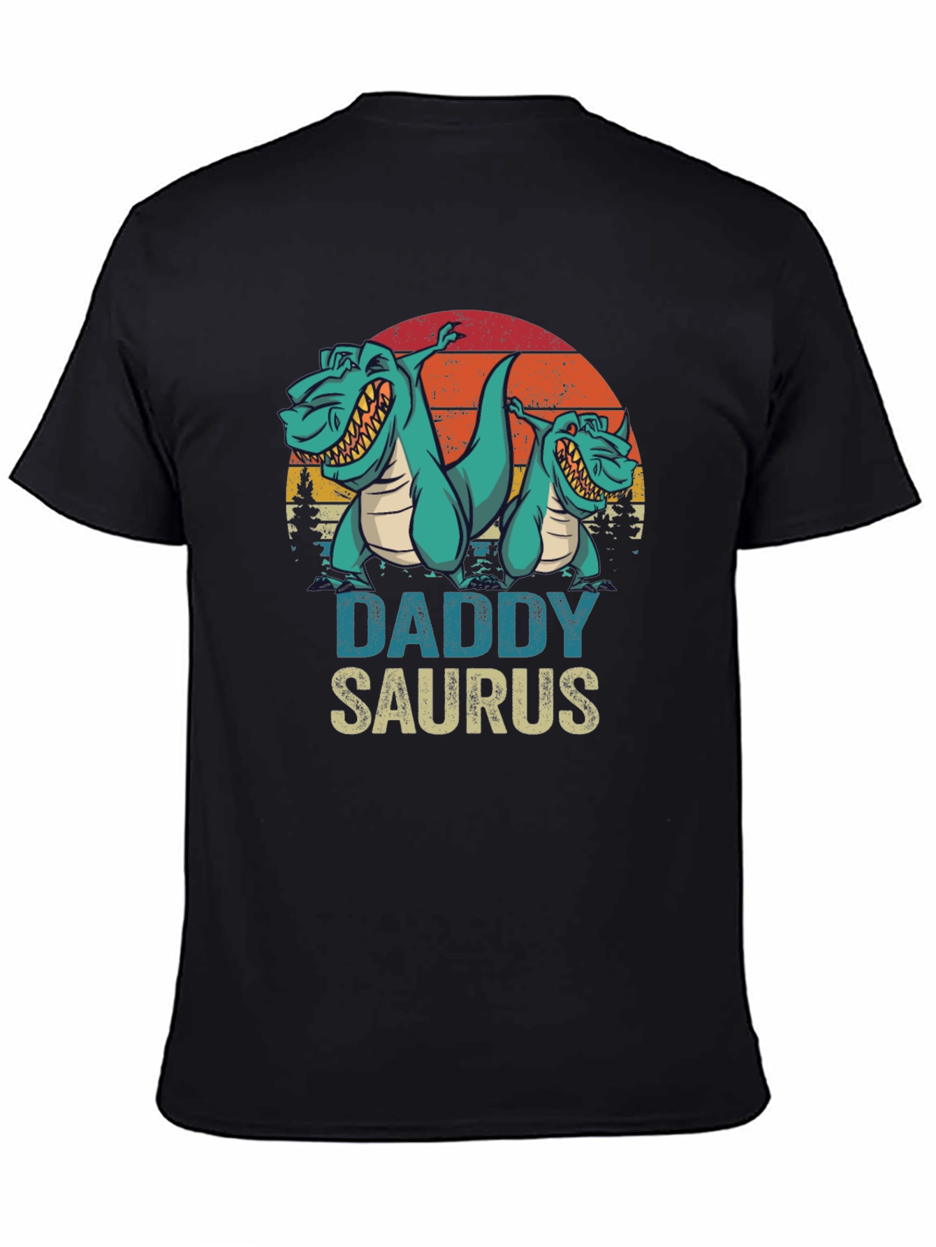 Camiseta Daddy Saurus Negra para Hombre
