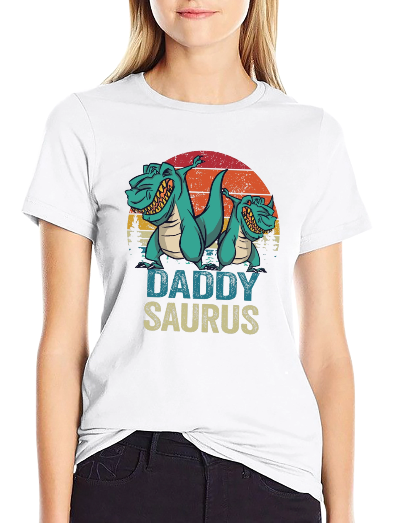 Camiseta Daddy Saurus Negra para Hombre