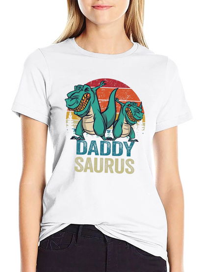 Camiseta Daddy Saurus Negra para Hombre