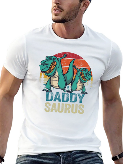 Camiseta Daddy Saurus Negra para Hombre