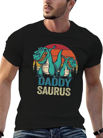 Camiseta Daddy Saurus Negra para Hombre