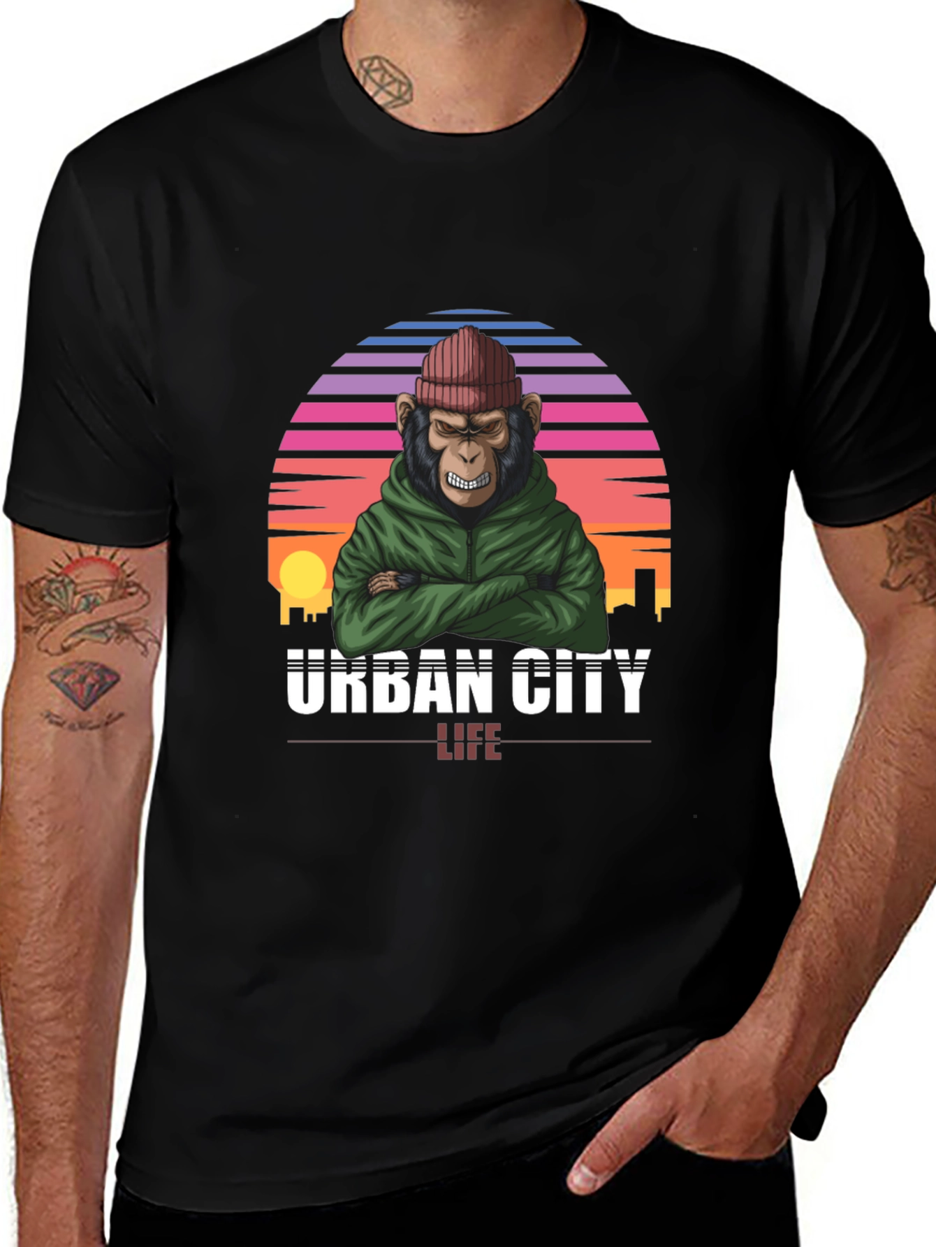 Camiseta Urbana con Estampado de Mono