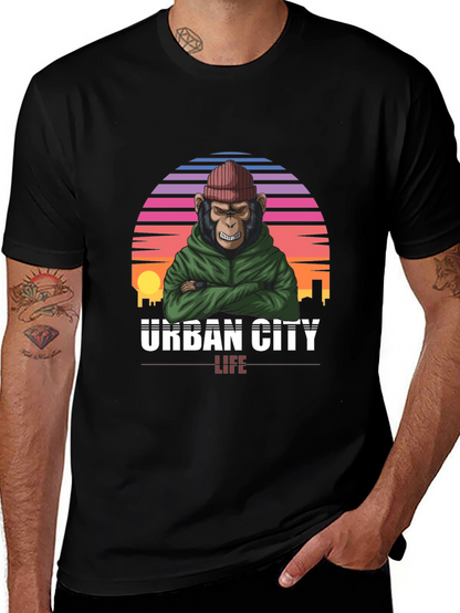 Camiseta Urbana con Estampado de Mono
