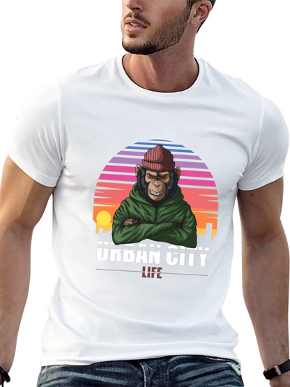 Camiseta Urbana con Estampado de Mono