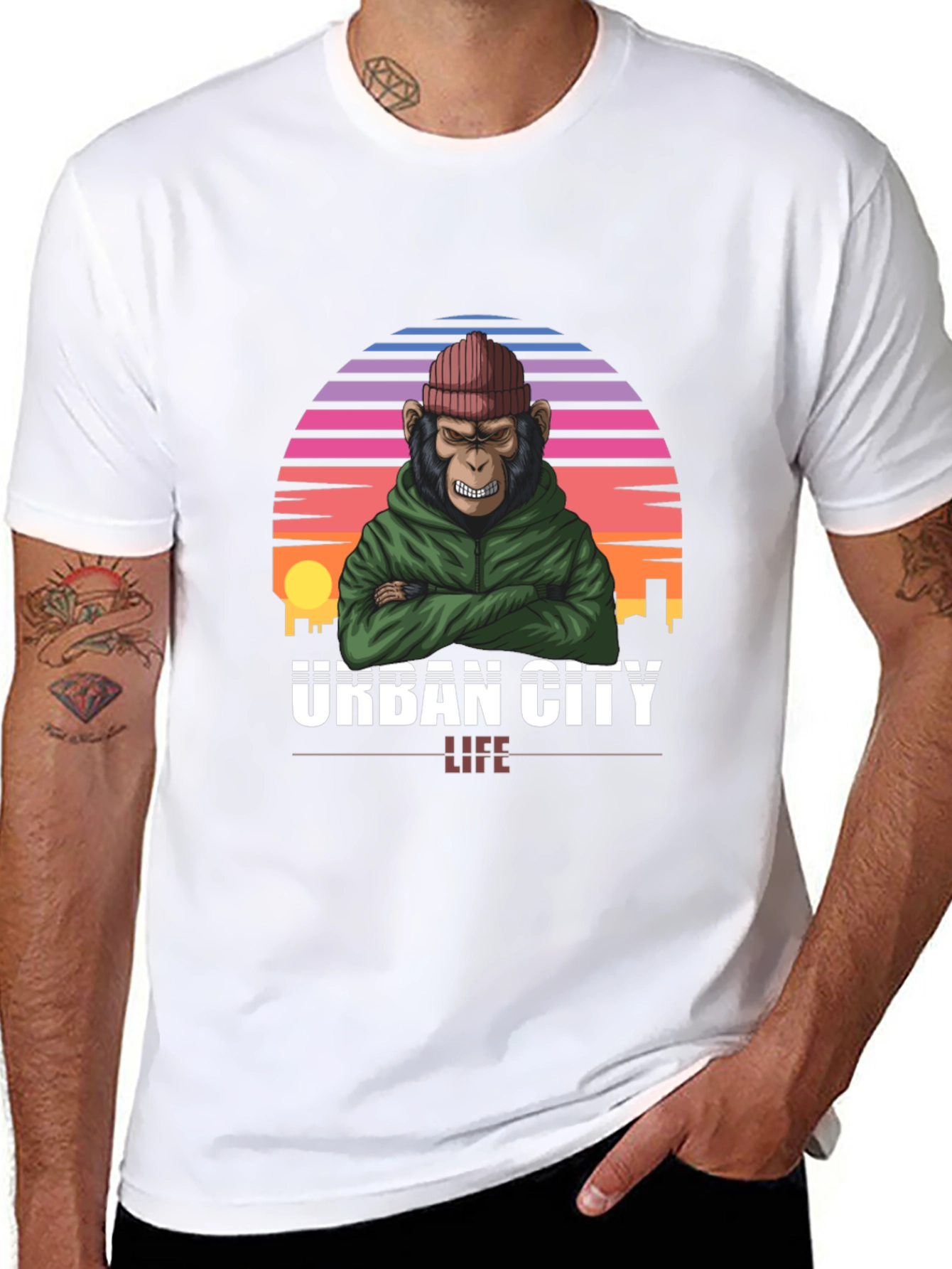 Camiseta Urbana con Estampado de Mono