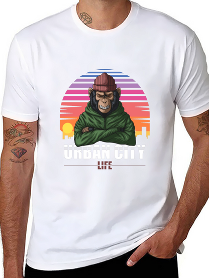 Camiseta Urbana con Estampado de Mono